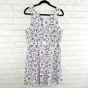 CeCe White Abstract Floral Cutout Sleeveless Fit & Flare Dress Women's Size 12